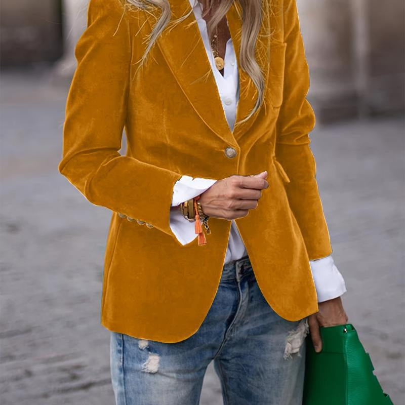 Velvet Lapel Casual Suit Business Slim Single-breasted Jacket Outwear Clothing For Women