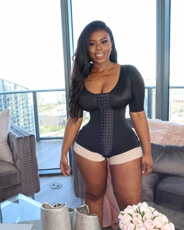 Mid-Sleeve Waist Trainer Bodysuit Shapewear Tummy Control Corset Cincher Postpartum Underwear Fitness Body Shaper