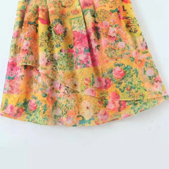 Y2K Flowers Print Suspender Dress Ruffled Holiday Beach Short Dresses Womens Clothing