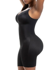 Daily Use Comfy Tummy Control Shapewear Bodysuit Mid Thigh With Built-In Bra