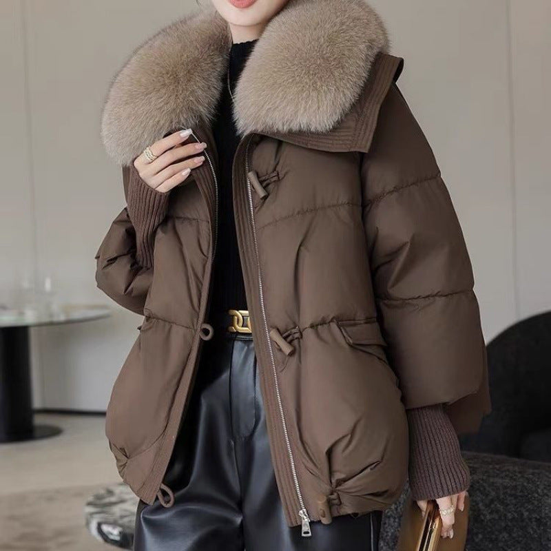 Down Cotton-padded Jacket Short Fur Collar Thickened Coat Clothing