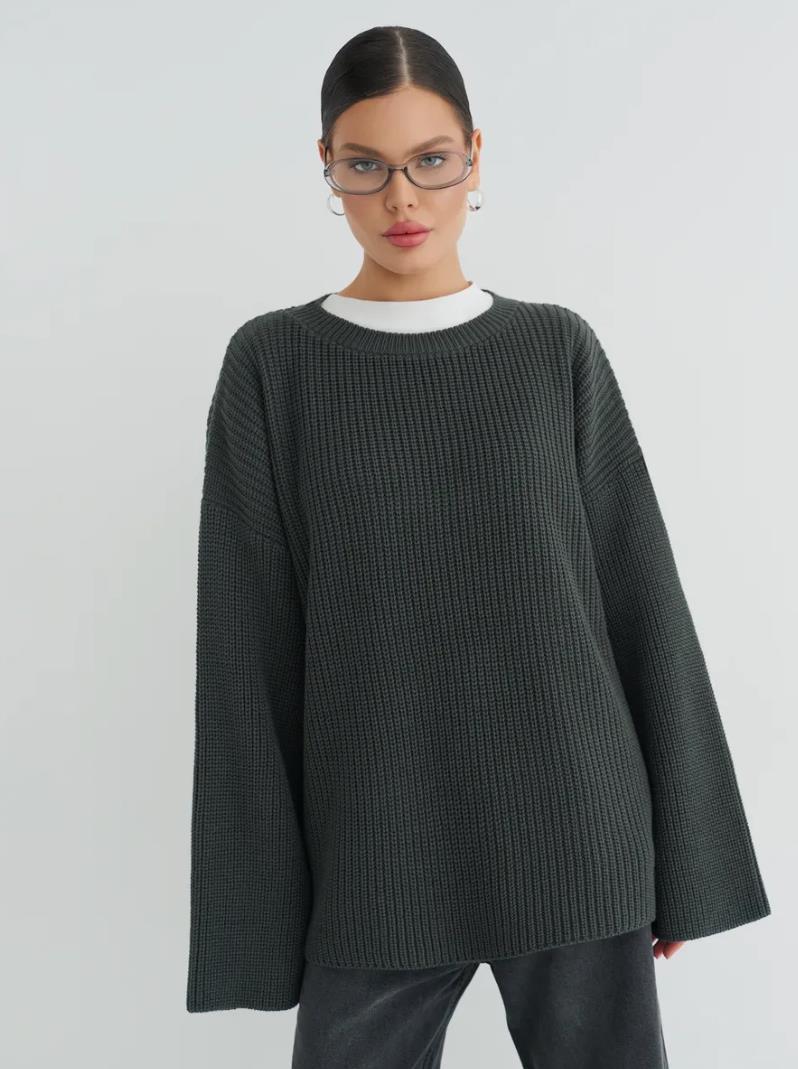 Loose Sweater Gray Top