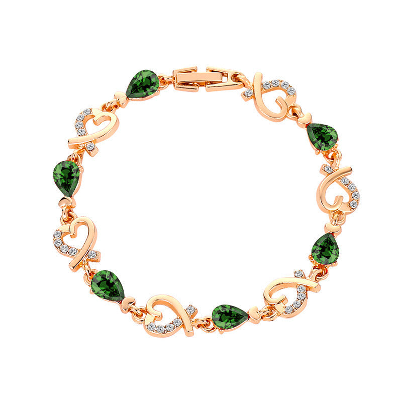 Heart-Shaped Bracelet with Rhinestones