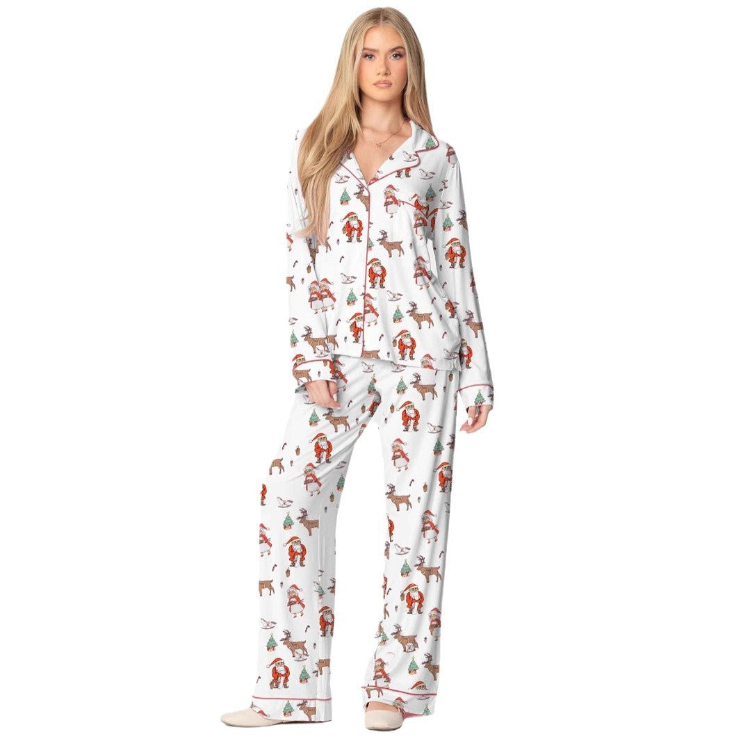 Christmas Printed Long-sleeved Trousers Ladies Home Leisure Suit