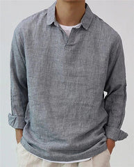 Men's Pullover Shirt Solid Color Long Sleeve
