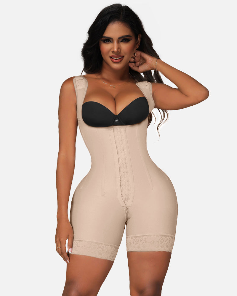 Faja Tummy Control Open Bust Shapewear Thigh Slimmer Zipper Crotch Body Shaper