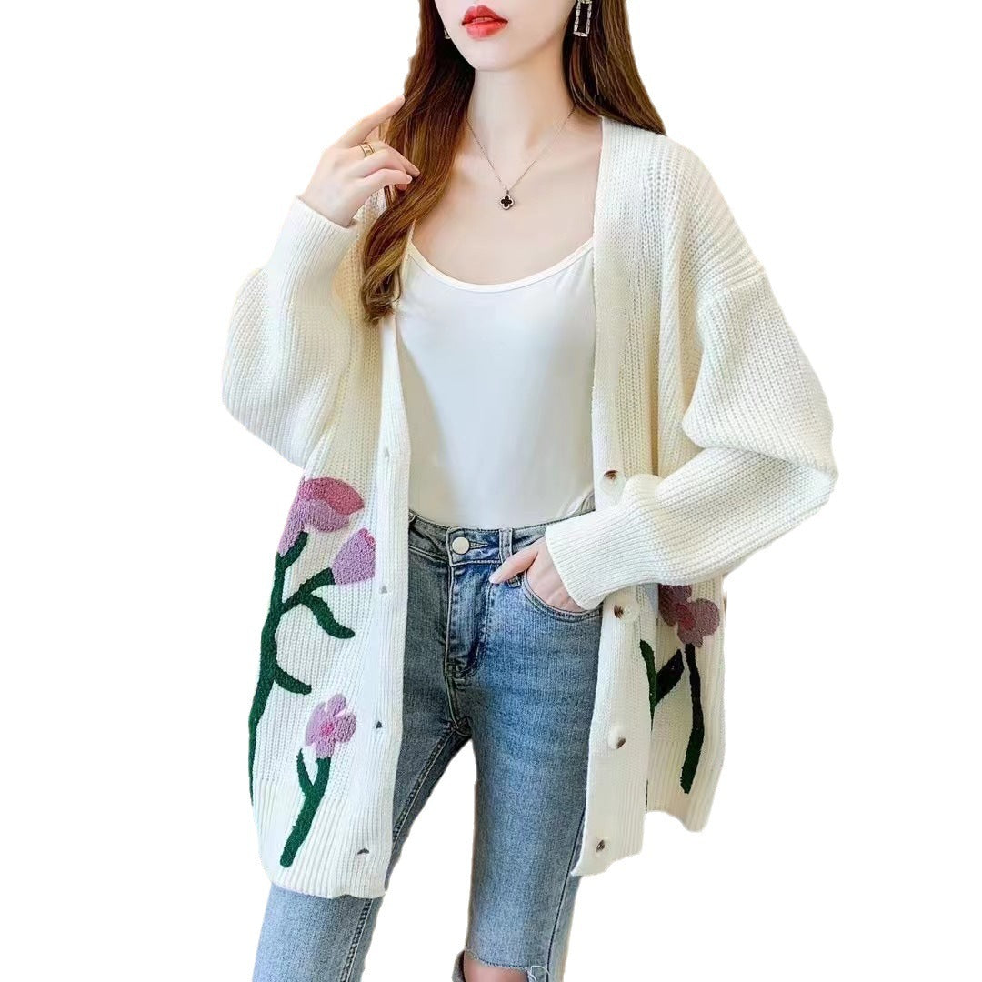 Knitted Cardigan Top Women