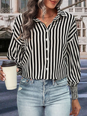 Long-sleeved Commuter Striped Shirt For Women