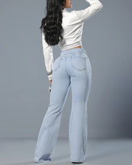 Rhinestone Details Slim-Fit Skinny Flared Jeans