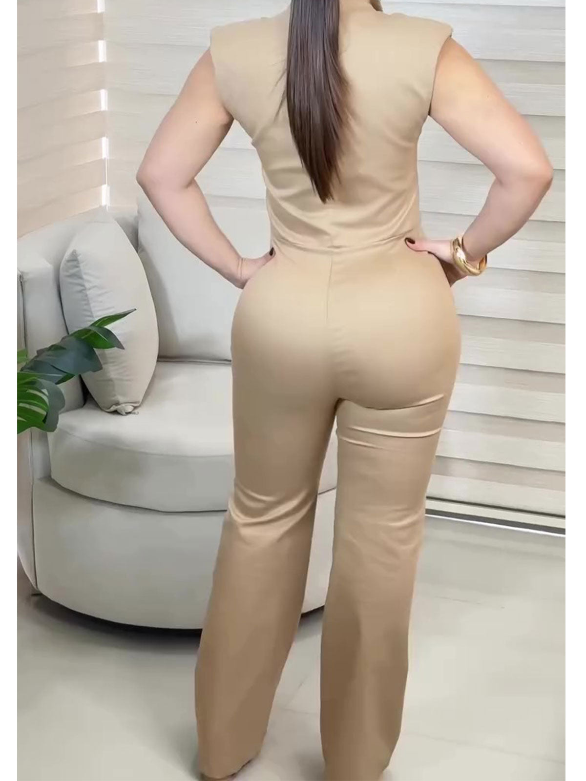 Slim Waist Zipper Jumpsuit
