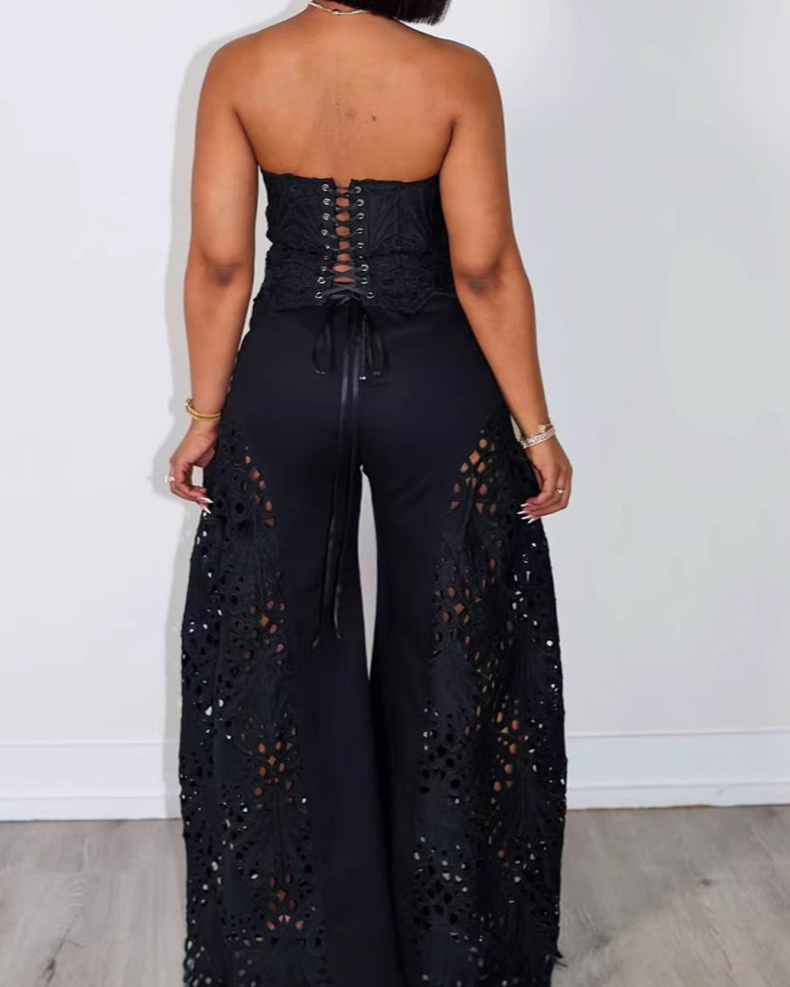Fashion Lace Tube Top & Trousers Suit
