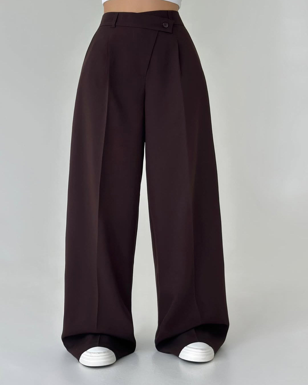 High-Waisted Wide-Leg Pleated Trousers for Women
