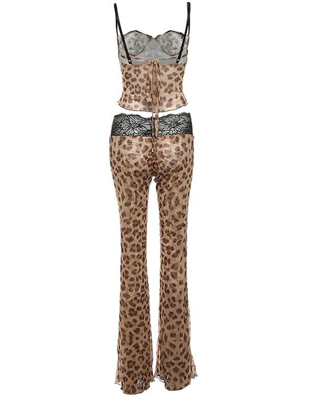 Fashion Color Collision Splicing Slim Small Tank Top Waist Pants Set