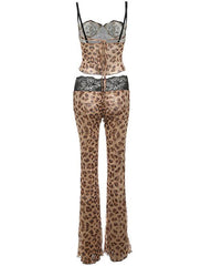 Fashion Color Collision Splicing Slim Small Tank Top Waist Pants Set