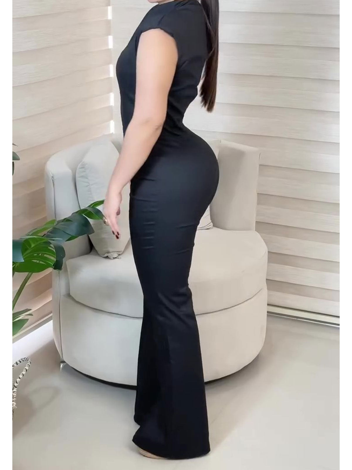 Slim Waist Zipper Jumpsuit