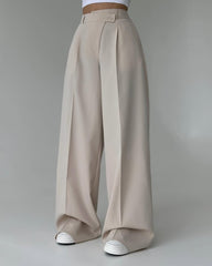High-Waisted Wide-Leg Pleated Trousers for Women