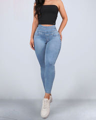 High Rise Skinny Peach Hip High Waist Jeans