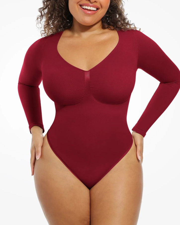 Tummy Shaping V Neck Slimming Thong Bodysuit