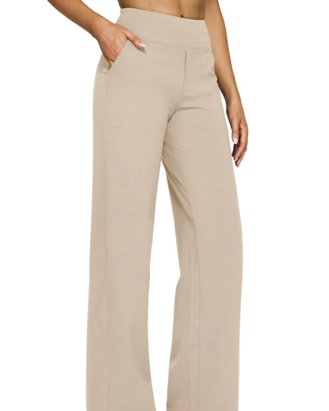 Casual High-Waisted Straight-Leg Yoga Pants with Loose Pockets