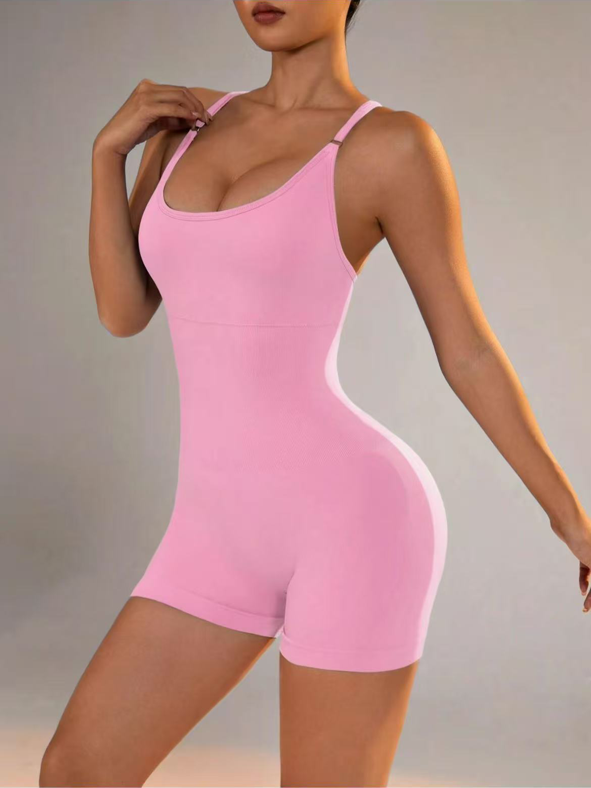 Adjustable Strap Sleeveless Solid Color Cross Backless Thickened Sports Bodysuit
