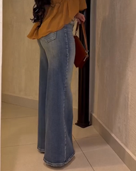 High-Waisted Straight-Leg Jeans