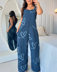 Casual Sleeveless Wide Leg Jumpsuit