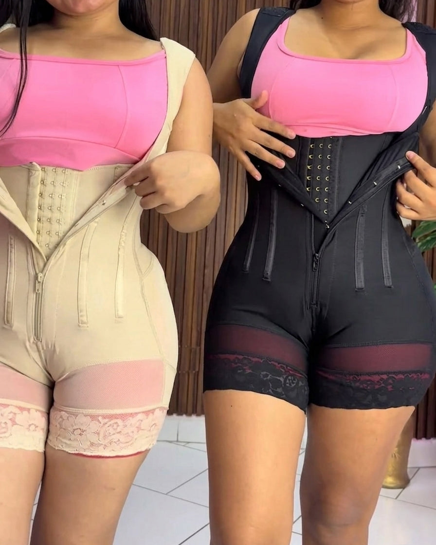 Premium Double Compression Hourglass Butt Lifter Body Shaper with Zipper & Hooks