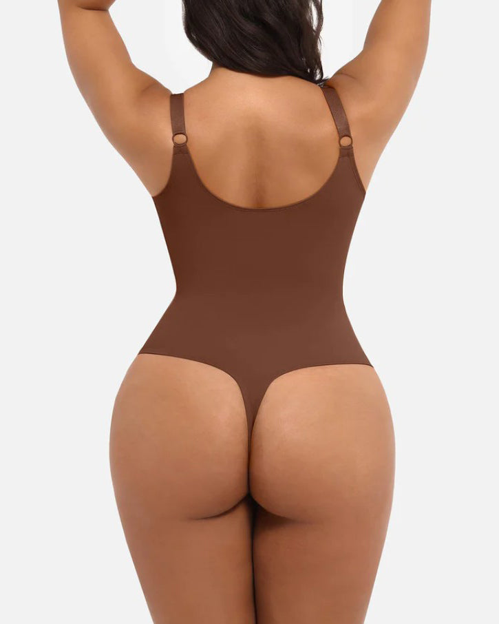 V-Neck Slimming Thong Shapewear Bodysuit