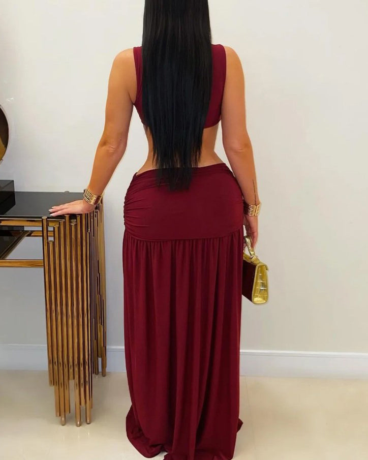 Sleeveless Backless Slit Dress