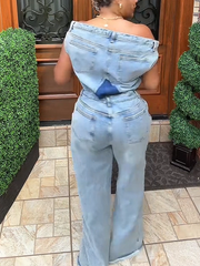 Designer Patchwork Denim Jumpsuit
