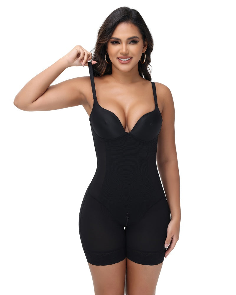 Tummy Control Bodysuit Low Back Built In Nipple Bra Shapewear