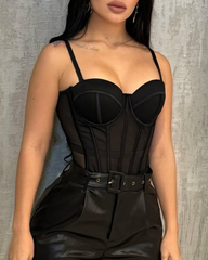 Mesh Suspender Corset Top