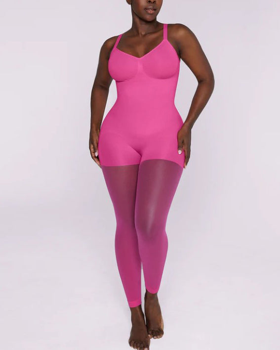 Seamless Sheer Mesh Tummy-Control Full Body Shaper