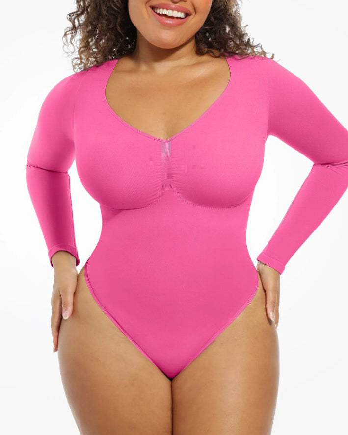 Tummy Shaping V Neck Slimming Thong Bodysuit