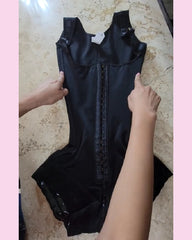 Front Buckle Lace Trim Tummy Control Shapewear Romper