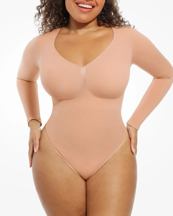 Tummy Shaping V Neck Slimming Thong Bodysuit