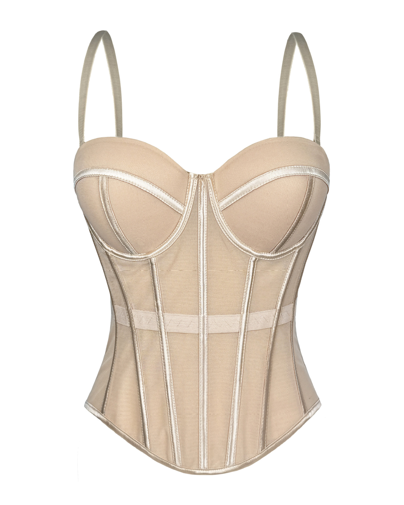 Mesh Suspender Corset Top