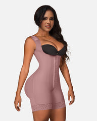 Faja Tummy Control Open Bust Shapewear Thigh Slimmer Zipper Crotch Body Shaper