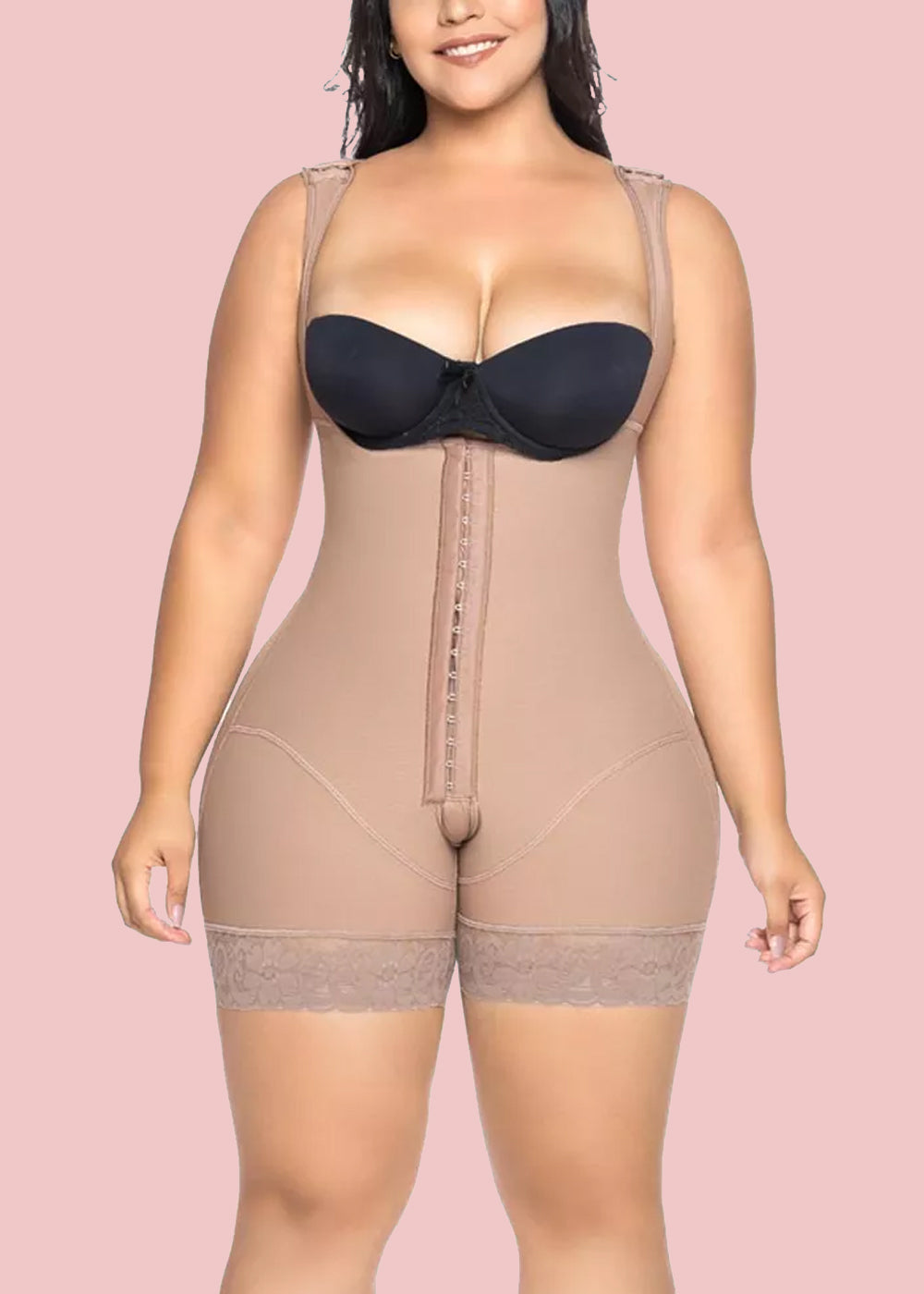 Shapewear Hook And Eye Closure Tummy Control Adjustable Crotch Open Bust Bodysuit