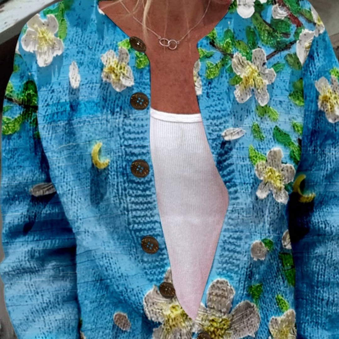And Style Loose 3D Printed Knitted Cardigan Sweater