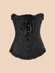 Brocade Sweetheart Corset With Ruffle Trim