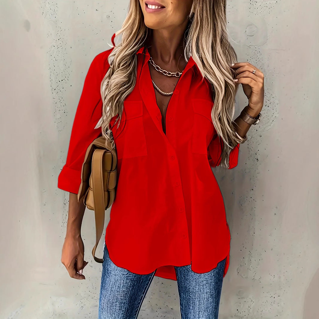 All-Season Versatile Loose Top With Pockets