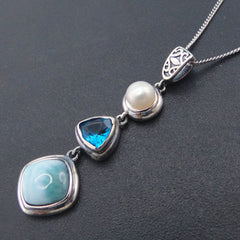 Natural sea vein gemstone pearl necklace