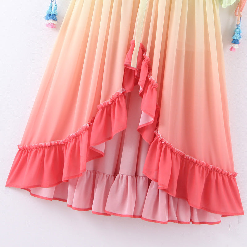 Color fringed holiday dress
