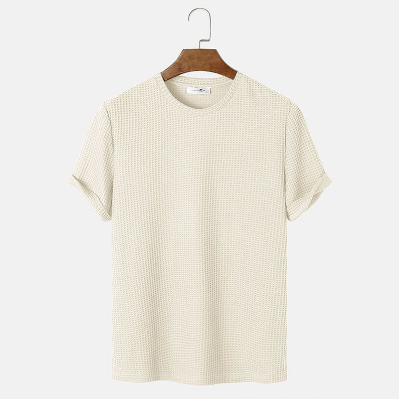 Men Solid Color Round Neck Basic T-Shirts