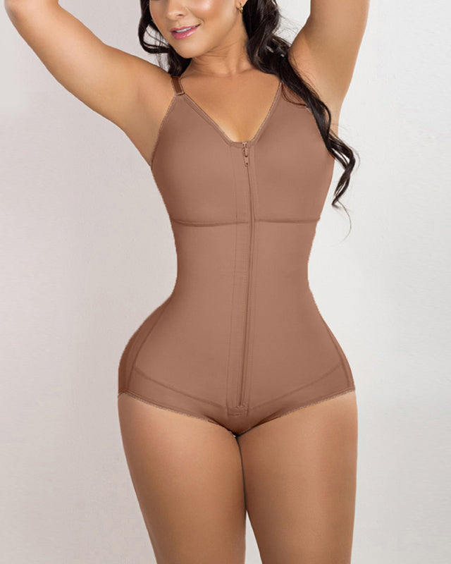 Post Surgery High Compression Shapewear With Zipper shaper  Bra Post partum Lift buttocks Silicone Lace For Better Grip