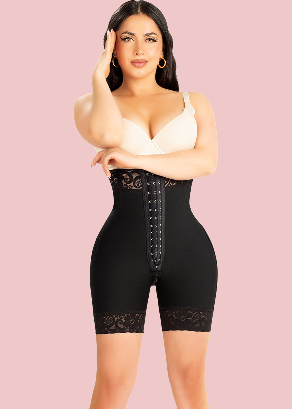 Lace High Waist Booty Lifter Bodysuit Thigh Control Shorts
