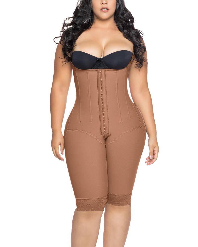 Knee Length Underbust Body Shaper Fajas For Postpartum Girdle Body Shaper