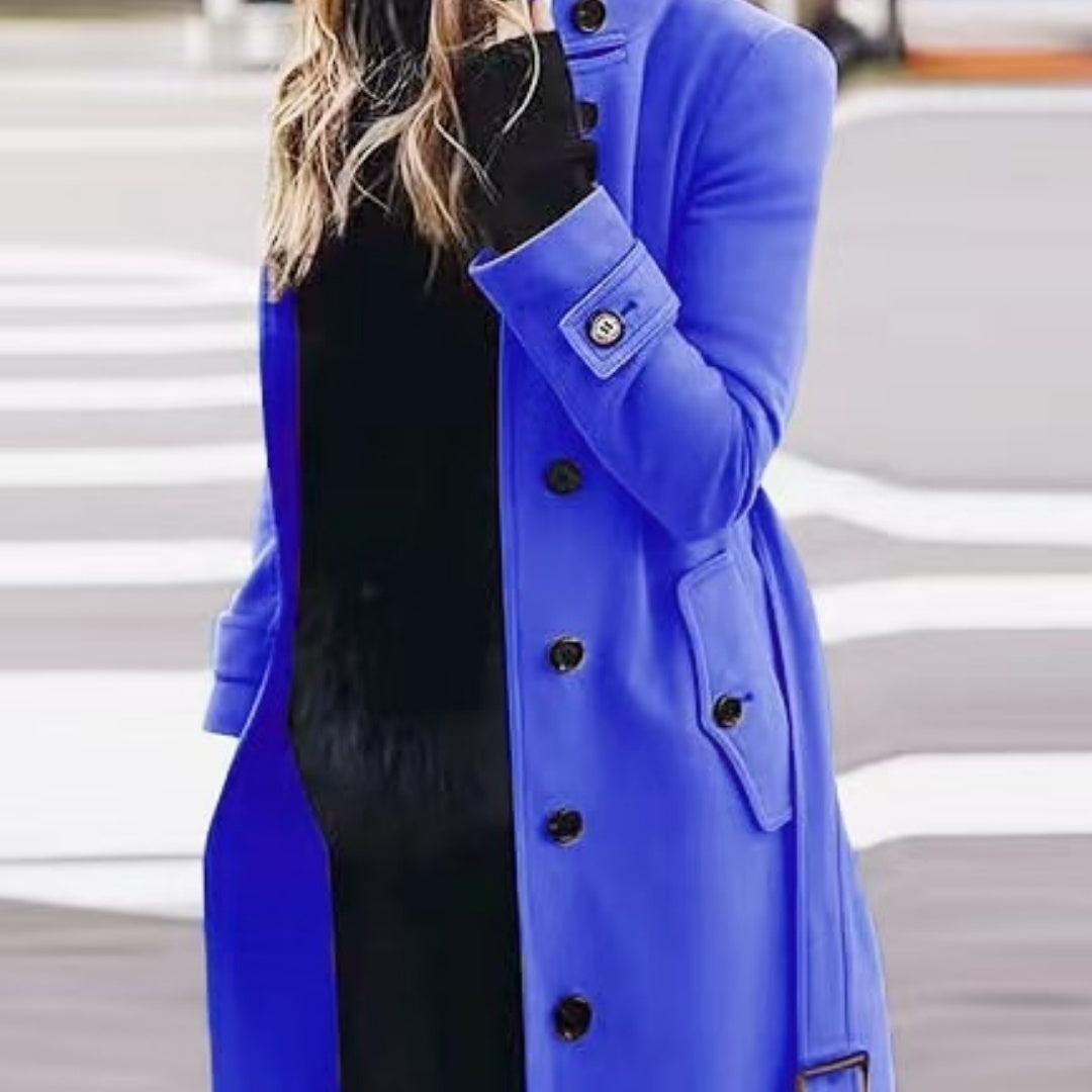 Woolen Coat Slim Fit Cardigan Large Coat Long Sleeve Single Breasted Stand Collar Woolen Coat