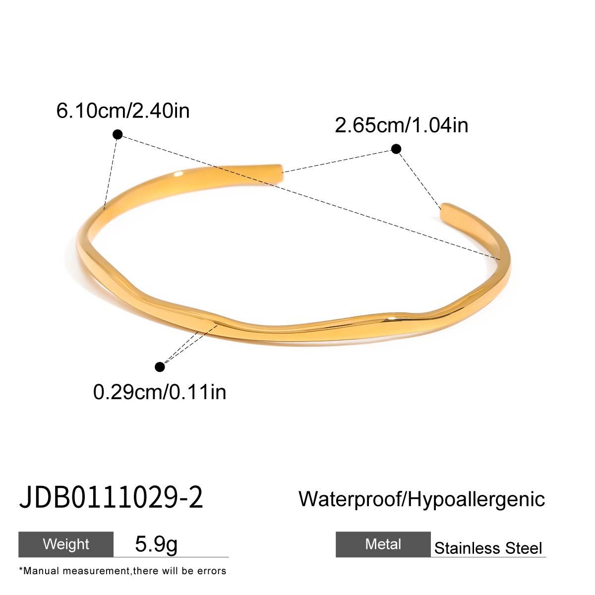 INS Style Titanium Steel Bracelet For Women, 18K Gold Plated Stainless Steel, Trend Wavy Bangle Jewelry